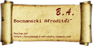 Bocsanszki Afrodité névjegykártya